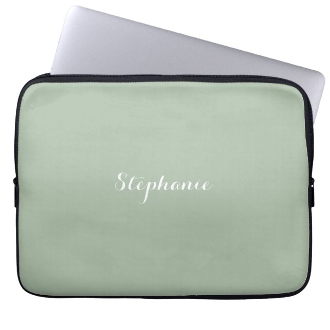 Capa Para Notebook Sage Green Name Modern Elegant Monograma Boho (Frente)