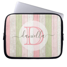 Capa Para Notebook Sage Russo Verde e Madeira Floral Rosa Personaliza