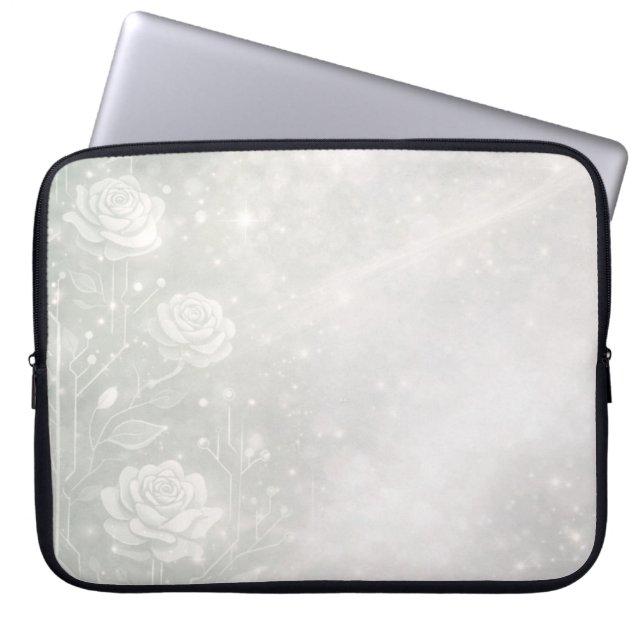 Capa Para Notebook Sage suave e florais brancas esbranquiçadas arte d (Frente)