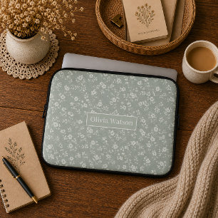 Capa Para Notebook Sage Verde Floral, Casa de Campo, Núcleo de Casa d