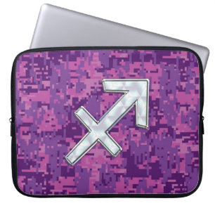 Capa Para Notebook Sagitário - Sinal Zodíaco na Camo Digital Fuchsia