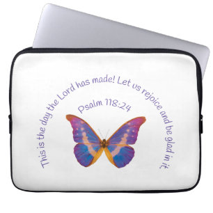 Capa Para Notebook Salm 118:24 e Watercolor Butterfly