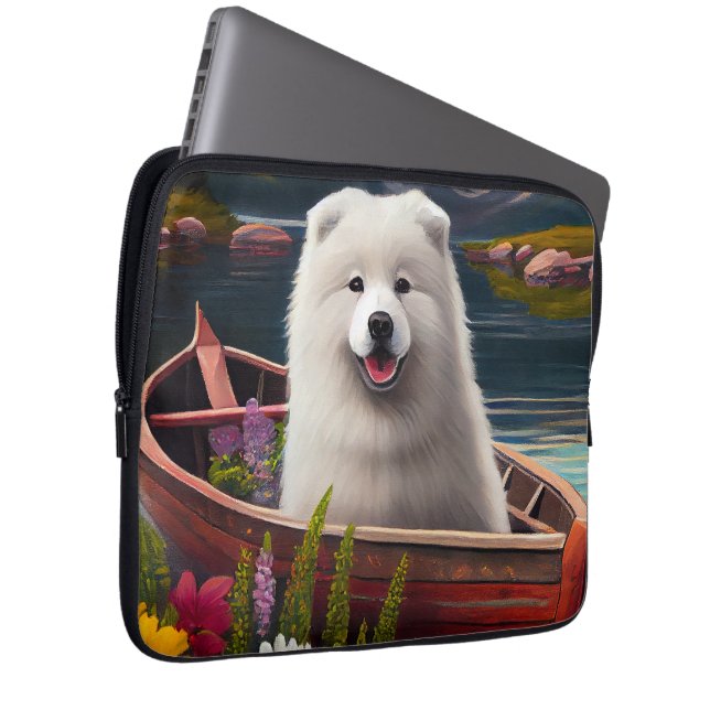 Capa Para Notebook Samoyed em um Paddle: Uma Aventura Cênica (Frente Esquerda)