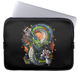 Capa Para Notebook Samurai japonês vs Dragon