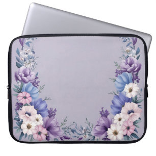 Capa Para Notebook Sangue delicado de Verão azul, branco, rosa e roxo