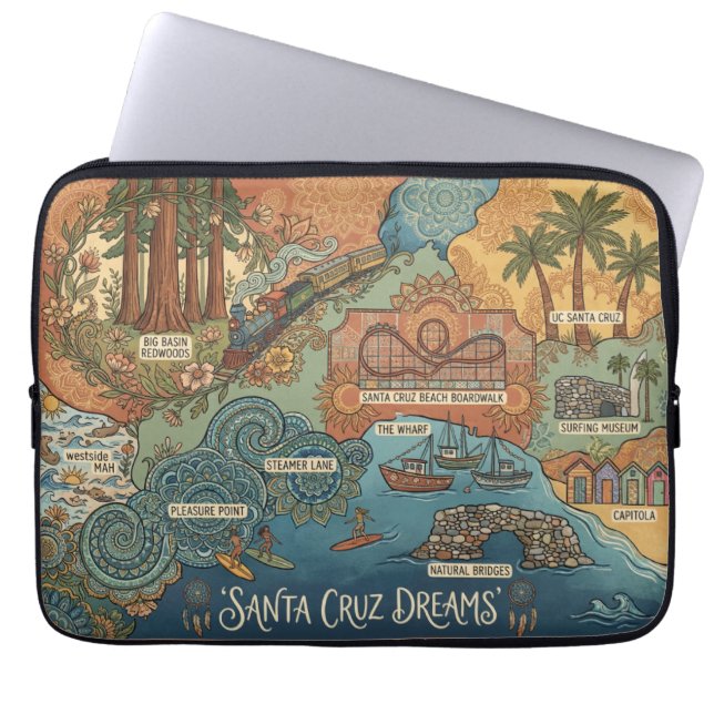 Capa Para Notebook Santa Cruz California Dreams Map – Vibrant Coast (Frente)