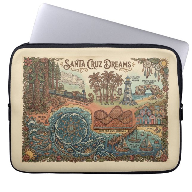 Capa Para Notebook Santa Cruz California Dreams Map – Vibrant Coast (Frente)