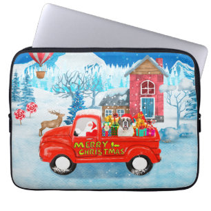 Capa Para Notebook Santo Bernard Dog natal Entrega Caminhão Neve