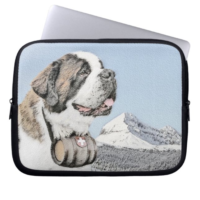Capa Para Notebook Santo Bernard Painting - Arte Cachorra Original (Frente)