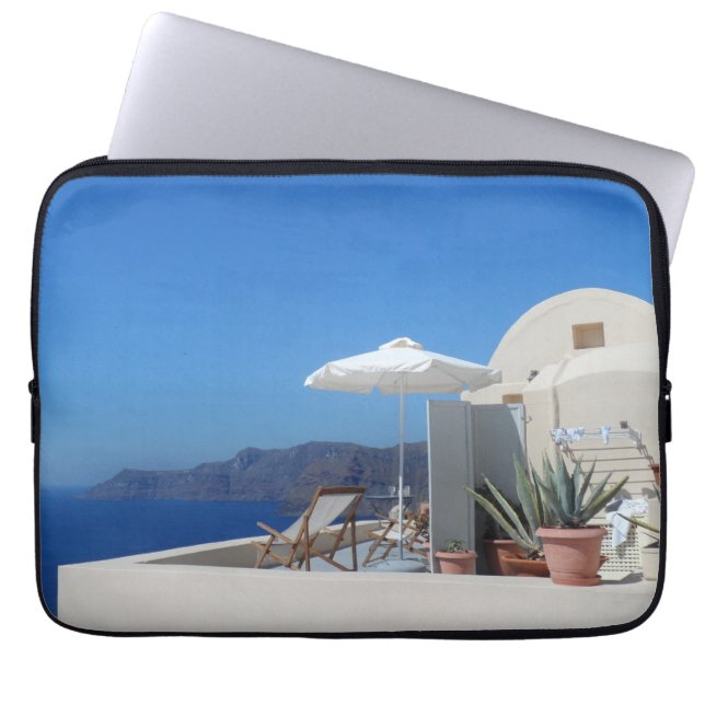 Capa Para Notebook Santorini, piscina (Frente)