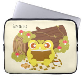 Capa Para Notebook Sapo de piquenique lendo um livro