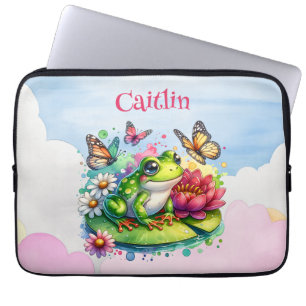 Capa Para Notebook Sapo, Flores e Borboletas personalizados