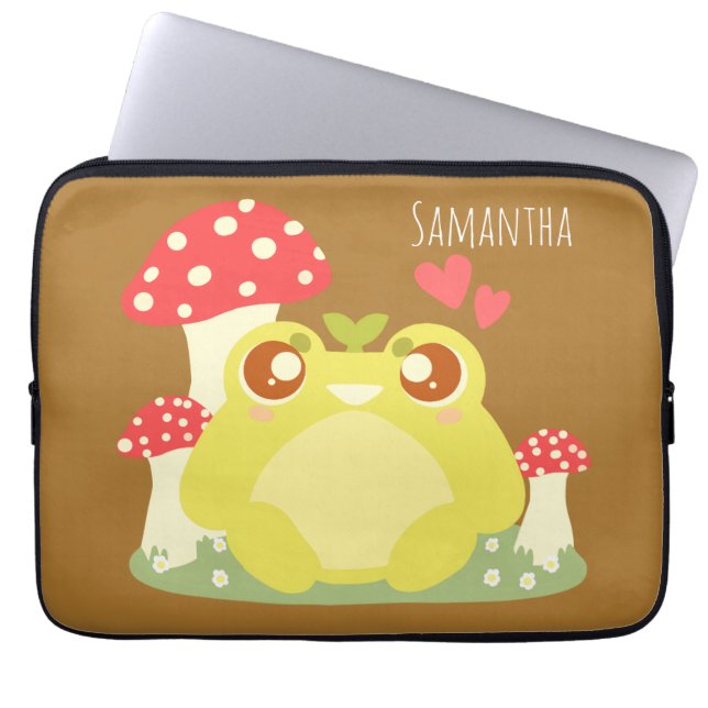 Capa Para Notebook Sapo Verde Bonito Sentado Na Natureza (Frente)