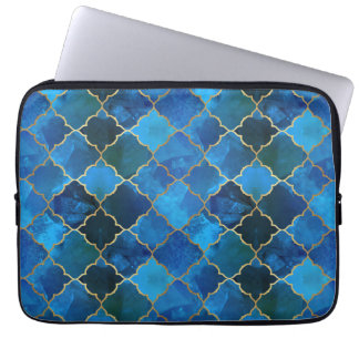 Capa Para Notebook Sapphire Gemstone e Dourado padrão do Azulejo marr