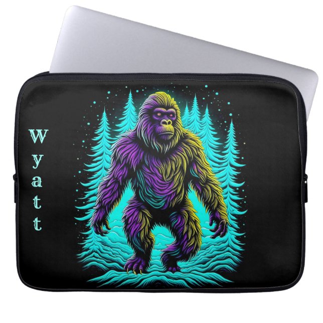 Capa Para Notebook Sasquatch Bigfoot personalizado em azul-turquesa e (Frente)