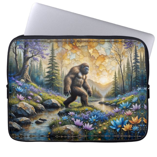 Capa Para Notebook  Sasquatch in Floral Mountain valley (Frente)