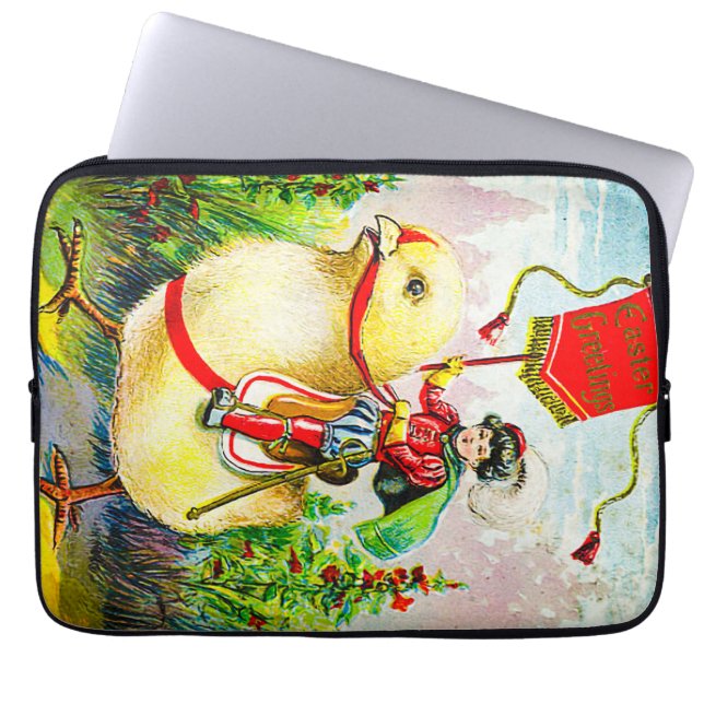 Capa Para Notebook Saudações à Páscoa Whimsical: Cavaleiro sobre o Pi (Frente)