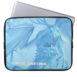 Capa Para Notebook Saudações de Inverno. Dragão de gelo com chifres