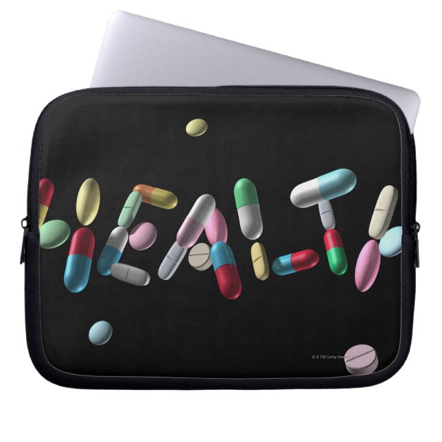 Capa Para Notebook "SAÚDE" escrita com comprimidos (Frente)