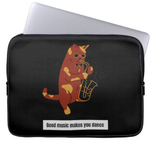 Capa Para Notebook saxofone de gato-de-música