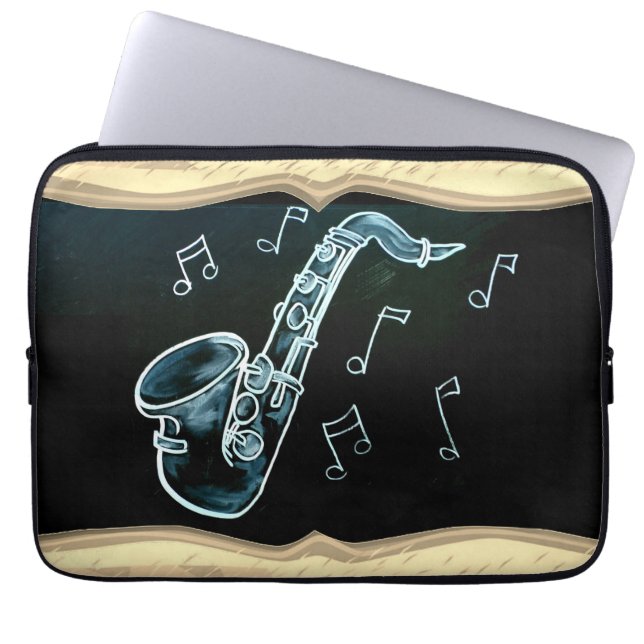 Capa Para Notebook Saxofone E Notas De Música (Frente)