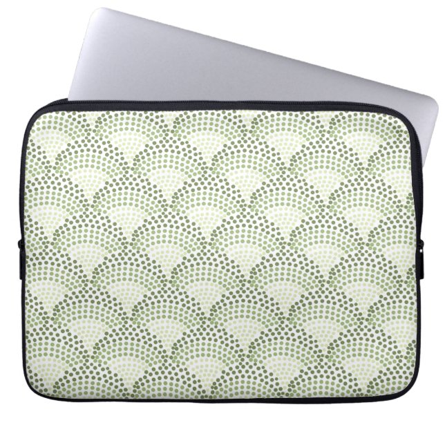 Capa Para Notebook Scalloped Dots Gradient Ombre Green Pattern  (Frente)