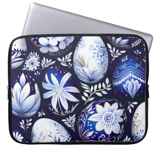 Capa Para Notebook Scandinavian Blue Easter Egg Spring Floral
