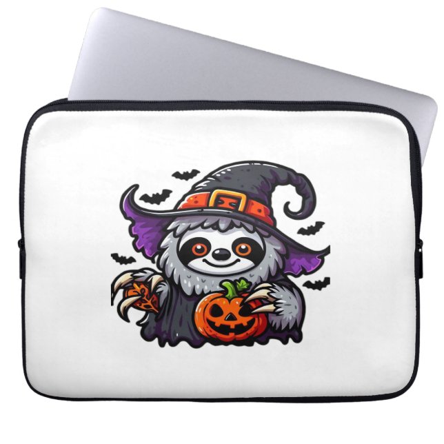 Capa Para Notebook Scary Halloween Sloth Witch Hat Costume Spooky Sea (Frente)