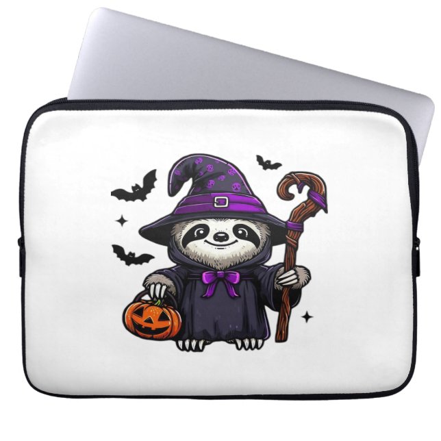 Capa Para Notebook Scary Halloween Sloth Witch Hat Costume Spooky Sea (Frente)