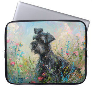 Capa Para Notebook Schnauzer - Flores Selvagens Coloridas