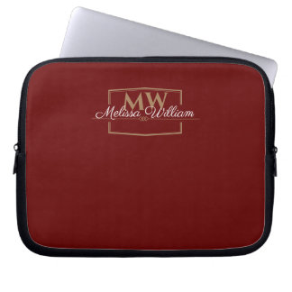Capa Para Notebook Script de Nome do Monograma Dourado Branco Vermelh