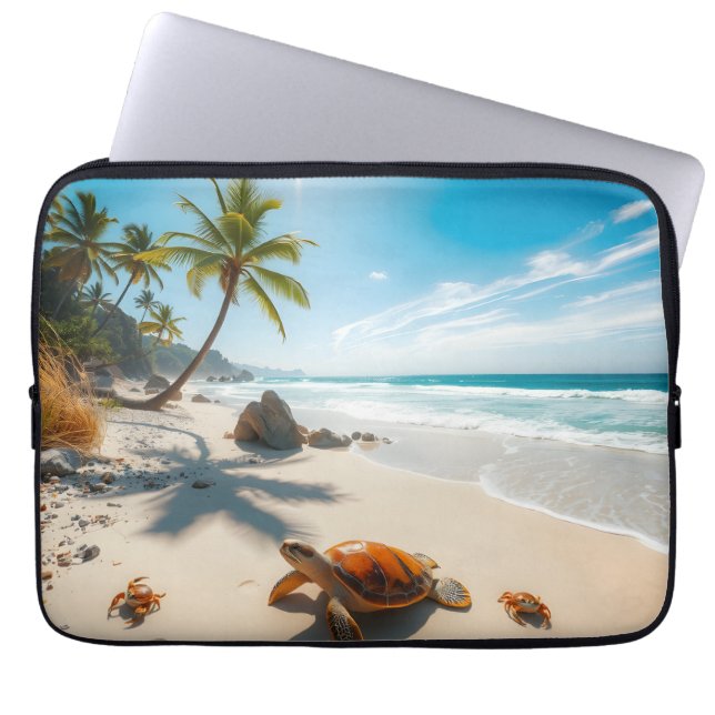 Capa Para Notebook Sea  Crabs on Tropical Beach – Serene Ocea (Frente)