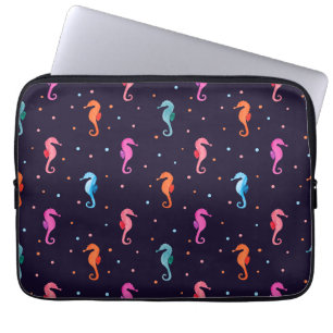 Capa Para Notebook Seacavalos de Água com Padrão Azul Marinho
