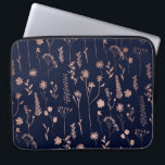 Capa Para Notebook Secas bonitinhas, douradas e desenhadas à mão, flo<br><div class="desc">Rosa dourado,  desenhado à mão,  flores secas e passadas agudas ilustração marinho azul</div>