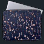 Capa Para Notebook Secas bonitinhas, douradas e desenhadas à mão, flo<br><div class="desc">Rosa dourado,  desenhado à mão,  flores secas e passadas agudas ilustração marinho azul</div>