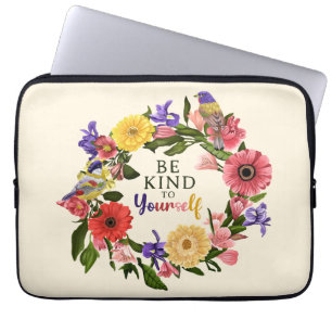 Capa Para Notebook Seja gentil com a sua própria citação floral