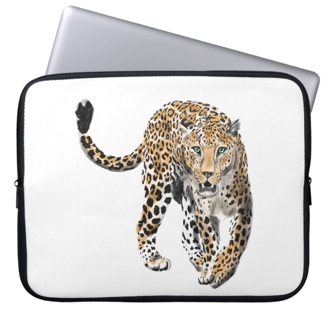 Capa Para Notebook selva de leopardo-d-água pintada de verde-animal (Frente)