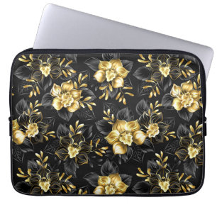 Capa Para Notebook Sem costura com orquídeas de joalharia