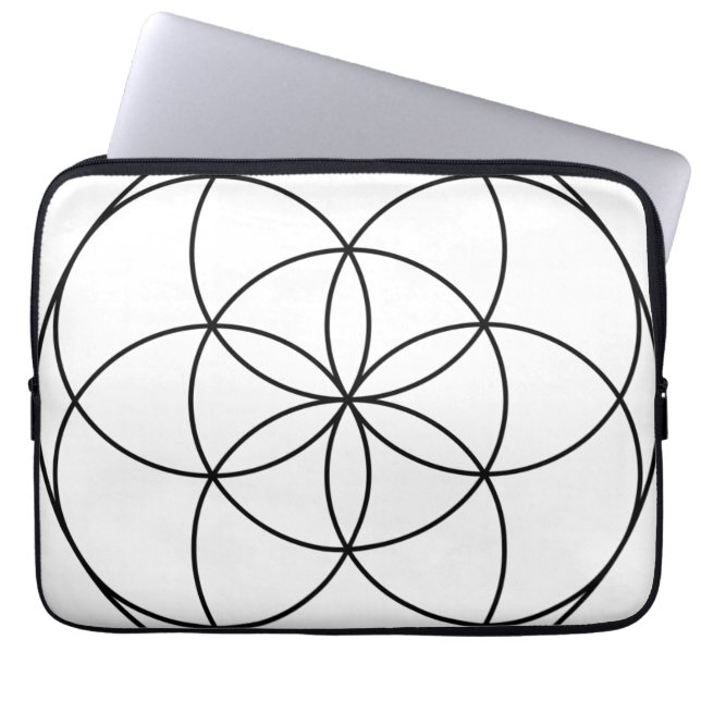 Capa Para Notebook Semente da Vida Geometria Sagrada preto e branco (Frente)