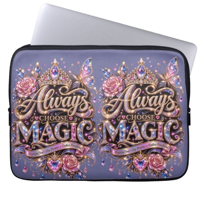 Capa Para Notebook Sempre Escolha o Design de Cristal Brilhante Mágic (Frente)