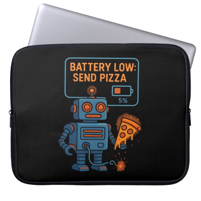 Capa Para Notebook Send Pizza Robot Battery 5% Gaming Foodie Funny (Frente)