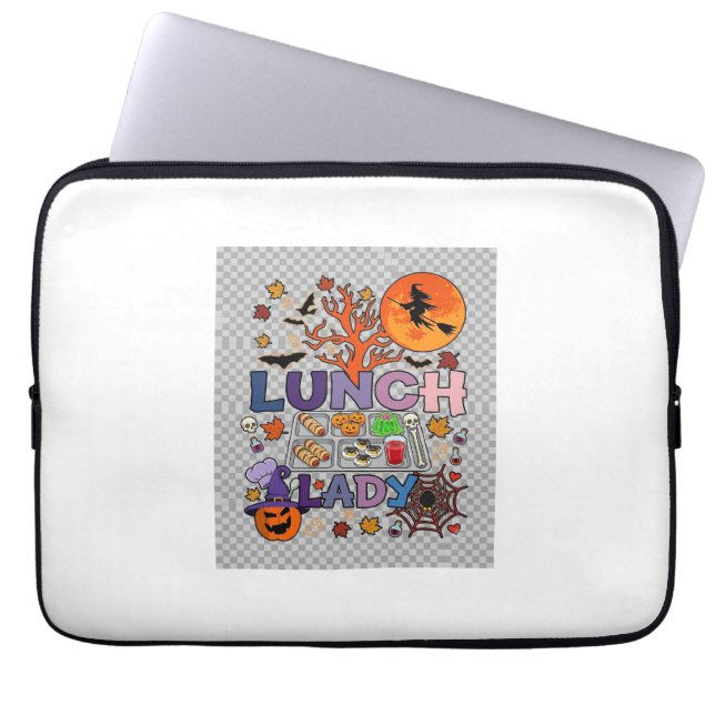 Capa Para Notebook Senhora do Almoço Halloween Bruxa Lua Abóbora_1 (Frente)