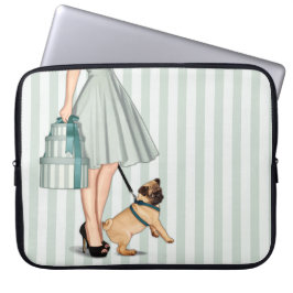 Capa Para Notebook Senhora e pug elegantes