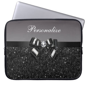 Capa Para Notebook Sequins impressos, arco & diamante pretos &
