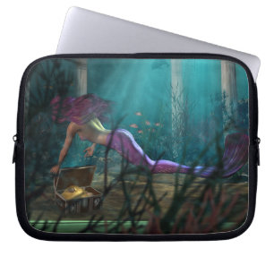 Capa Para Notebook Sereia e tesouro digitais de fantasia submarina