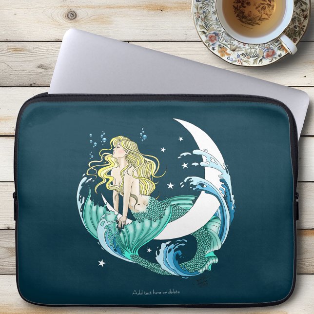 Capa Para Notebook Sereia Loira Lua Crescente Arte Deco Fantasia (Criador carregado)