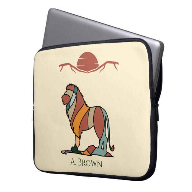Capa Para Notebook Serene Savanna Kind Lion Abstract Monogram (Frente Esquerda)