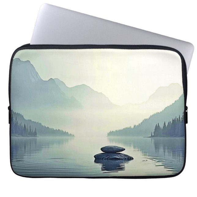 Capa Para Notebook Serenidade do Lago Tranquil Mountain (Frente)