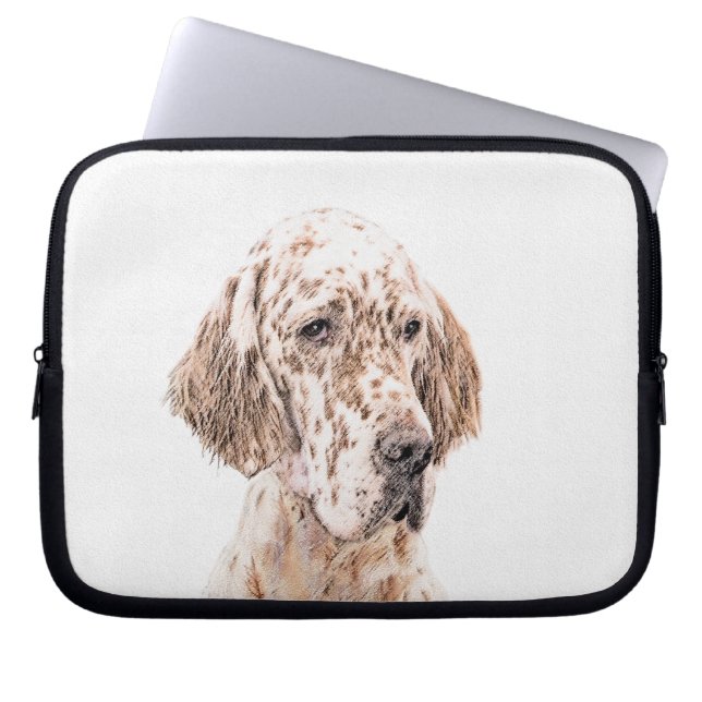 Capa Para Notebook Setter Inglês Laranja Belton Pintando Arte Cão (Frente)