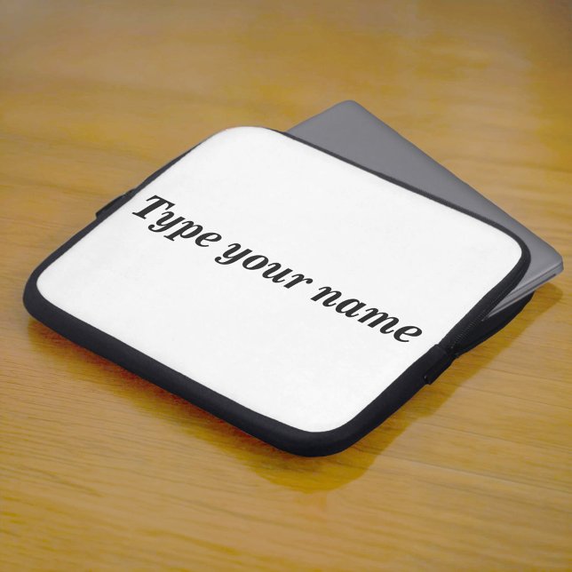 Capa Para Notebook Seu Nome na Capinha de Laptop Branca (White laptop sleeve with your name)
